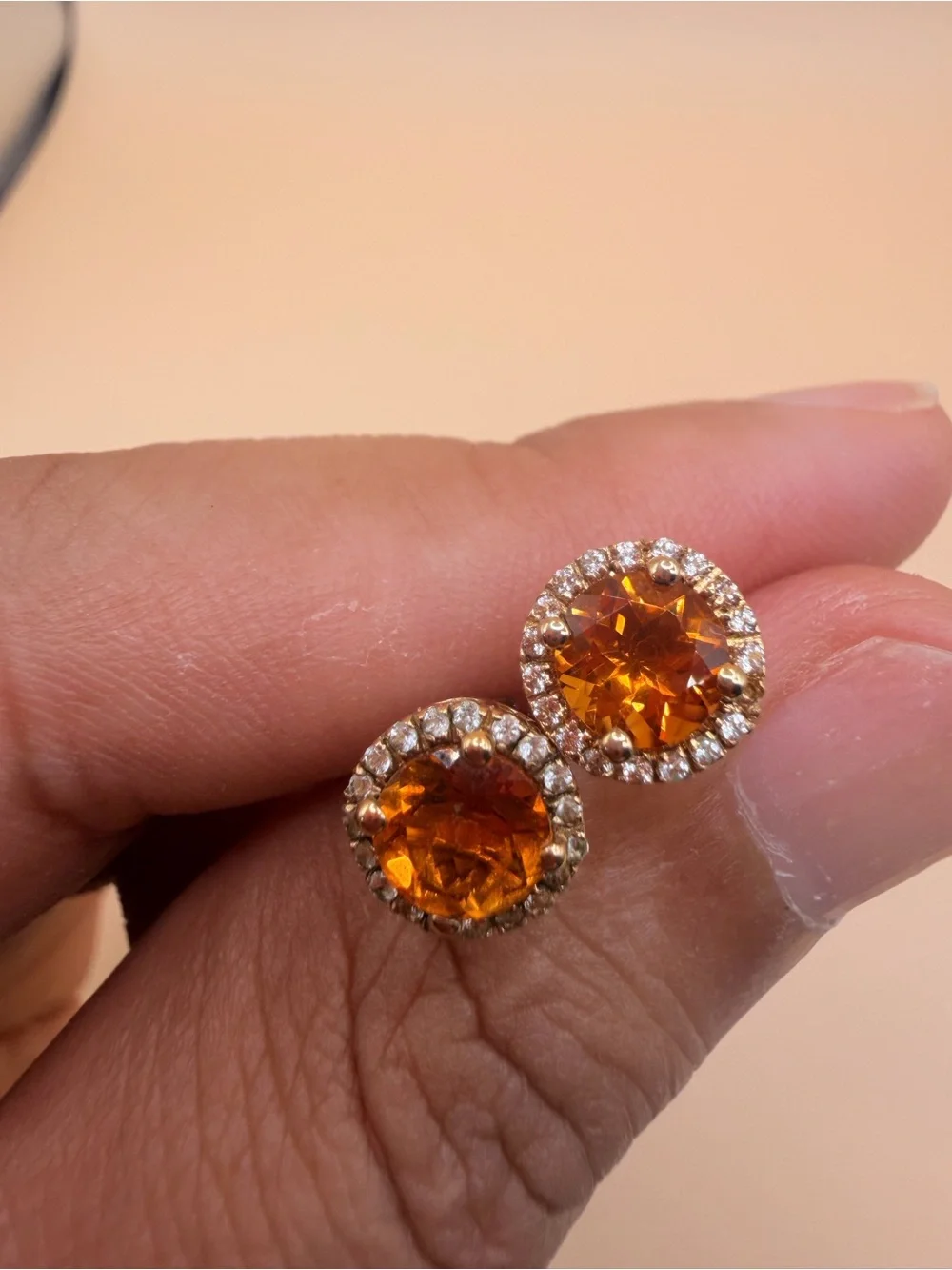 10k Yellow Gold Citrine & White Topaz Earrings. Firm Price Read Please.
